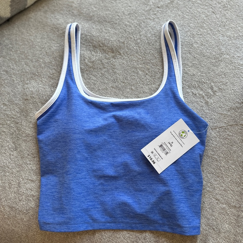 Blue Tank Top with White Trim